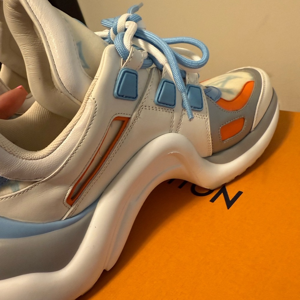 Calfskin LV Archlight Gradient Sneakers 37 Light Blue Orange - Picture 7 of 8